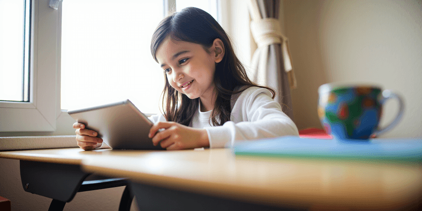 Child playing with a tablet